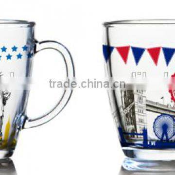 250ml 330ml glass mug with color printing