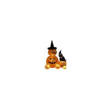 Inflatable Double Pumpkin and black cat with moving head in 360 degree