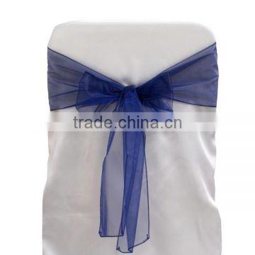Navy blue organza chair sash for weddings