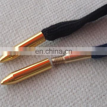 Wholesale free sample metal screw aglet shoe lace waxed hoodie strings with metal tips