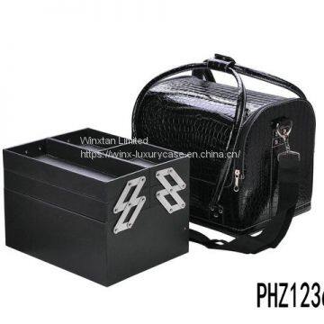 professional PU leather cosmetic bag case, makeup bag,makeup case with crocodile pattern and 4 removable trays inside From Manufacturer Winx Foshan,Guangdong,China Supplier