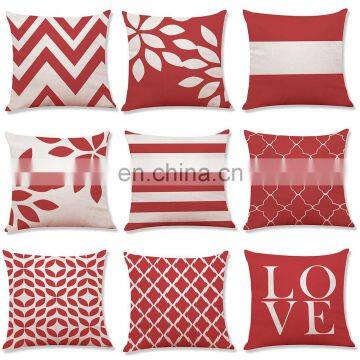 Geometric LOVE Printed Cotton Linen Pillowcase Square Decorative Throw Pillows Cushion Covers Set
