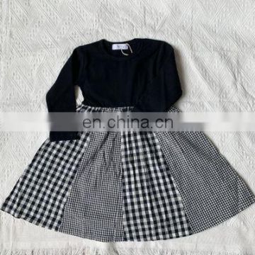 2020 girls skirt autumn and winter Japanese parent-child wear girls plaid stitching dress