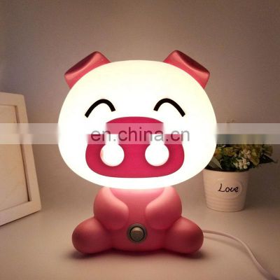 Novelty Lovely Plastic Baby Bedroom Lamp Cartoon Animal Pig Night Light