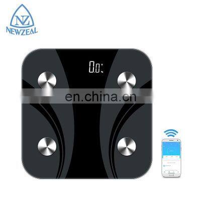 High Quality Calorie Digital Body Analyze 180Kg Battery Smart Weigh Glass Black Bathroom Scales With Blue Tooth