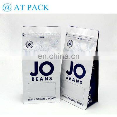 Custom printed 1kg flat bottom box pouch coffee bag with valve pocket
