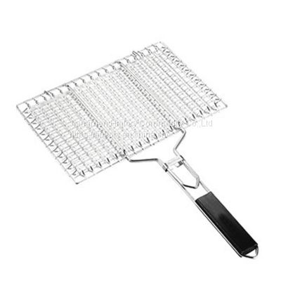 Portable Easy-to-flip with Removable Handle Grill Basket Fish Grill Non-Stick foldable nets