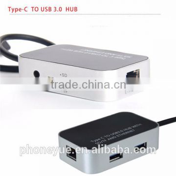 usb type c adapter to 2 Port USB 3.0 Hub & Ethernet Port & TF SD Card Slot