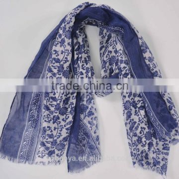 2016 high quality 100% polyester voile floral print scarf