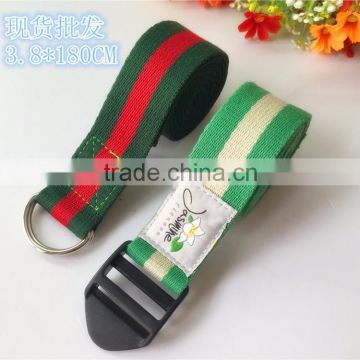 MIC5066 two color mix weave gym execise cotton yoga strap with custom label and individual paper card or polybag package