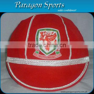 Hand Embroidered Honours Cap with Silver Braid & Tassel, Red Velvet