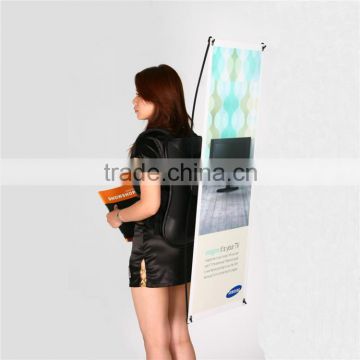 Durable outdoor backpack fiber x banner stand