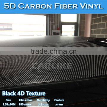 Air Free 1.52*20m High Glossy 5D Carbon Fiber Car Vinyl Wrap