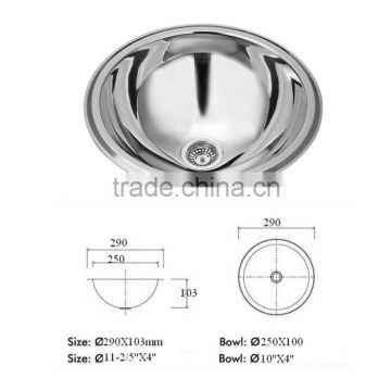 SUS304 stainless steel single round bowl sink
