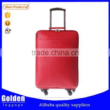 Fashion design pu leather luggage with 4 wheels