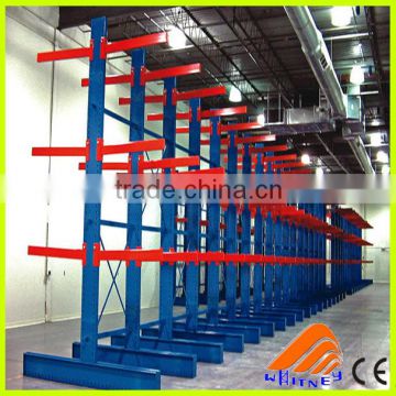 Warehouse Storage Double-sided Cantilever rack,steel pipe storage rack system,adjustable arm rack