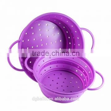 Multi Size Purple Silicone Kitchen Foldable Colander