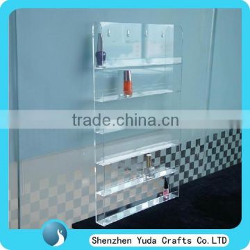 Floor standing clear acrylic slatwall display shelves, high quality nail polish display
