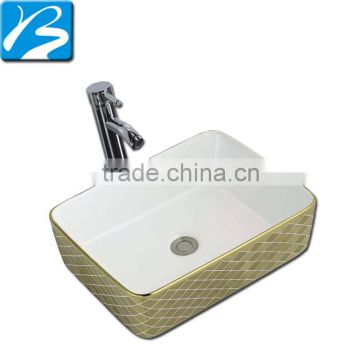 Buyer price fancy color sanitary ware luxury semi recessed basin