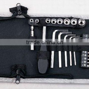 27PCS hand tool sets bit holder 1/4'' Dr. sockets bits hex key wrench tool bag
