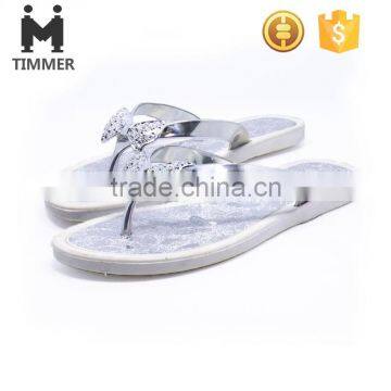 hottest design silver colour flipflops slippers beach shoes for women