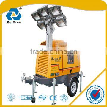 8kw Light Tower Trailer Type Diesel Generator with 5 Floodlight