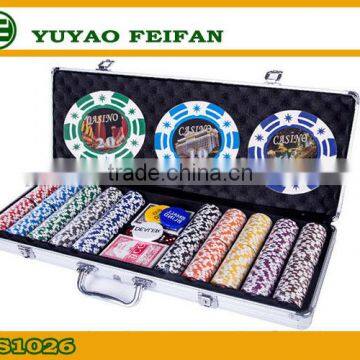 Promotion 500pcs Poker Chip Sets in Aluminum Case For Family Games