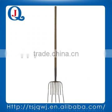 pitch fork JQ101-9L with wooden handle for garden and farm