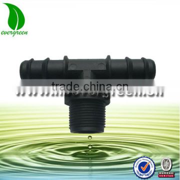 Two way barb and one thread barbed coupling for irrigation drip line