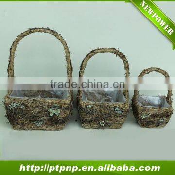 wholesale handmade cup design Moss leaf Flower Pot with handle for home and garden