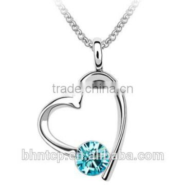 Jewelry Gift Fashionable Heart Shape Crystal Necklace for Ladies (Blue)