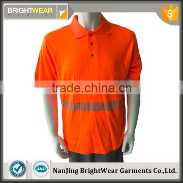 Mens ENISO20471 polyester/cotton pique high visibility safety custom printing polo shirt