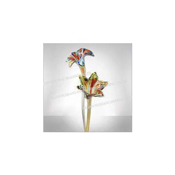 Long Stem Colored Glass Flowers for Home Decoration