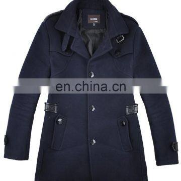 2015 lastest fashion top grade woolen trench mens military jacket