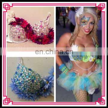Aidocrystal Handmade Halloween Tassels Brazilian Carnival Party Costume Bra With Feather