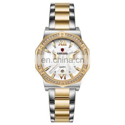 KADEMAN 829 hot selling female quartz wristwatch analog water resistant fashion stainless steel band girls wristwatch