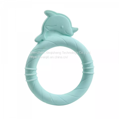 2022 new style cute dolphin handheld food grade silicone baby teether souvenirs rattle toys