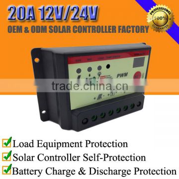 20A 12V/24V automatic solar charge controller with LED indicator