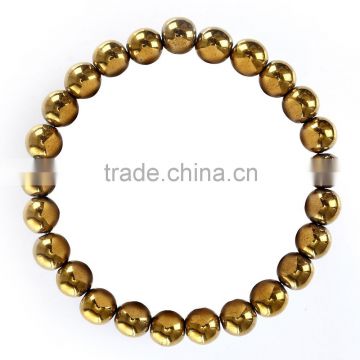 Fashion Charm Bangle Latest Design Daily Wear Bangle 8 mm 7.5 Inch Gold Plated Hematite Gemstone Bracelet