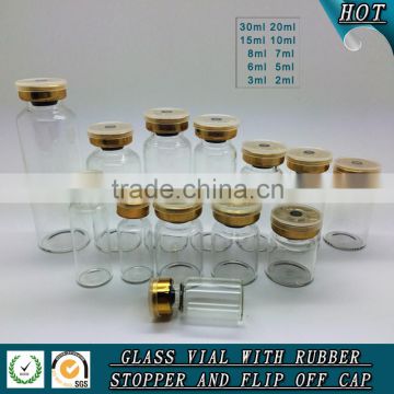 Clear glass injection vials with rubber stopper and aluminum flip off cap                        
                                                Quality Choice