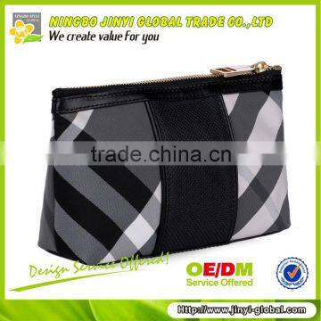 2013 check PVC cosmetic bag with solid pvc applique waffle cosmetic bags wholesale