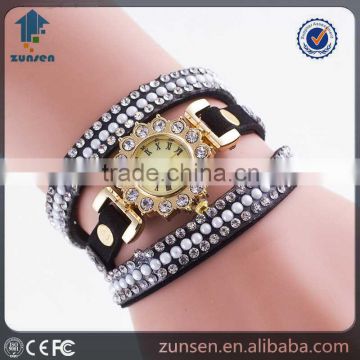 Women Quartz Watch Diamond Leather Strap Gold Wtches Ladies Dress Wristwatches