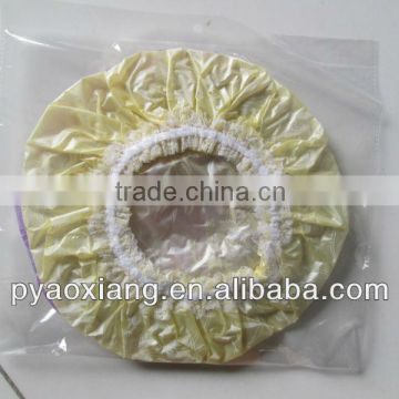 Factory supply 2pk best yellow and purple environmently friendly shower caps or hats for hotel and home,etc.