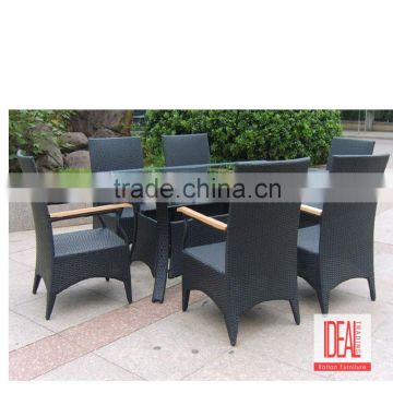 Elegant classical outdoor patio dinner chair and table furniture rattan dining set