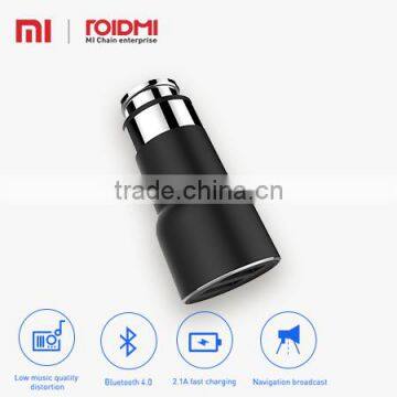 Roidmi wholesale multi-function Fashional Design Bluetooth 2 port wireless usb mobile phone car char with output 5V 2.4A 2nd gen