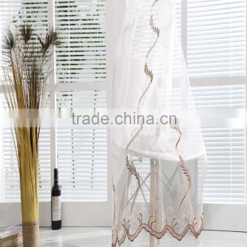 Hotsale European style bedroom 100% polyester organza embroidery curtain fabric decor