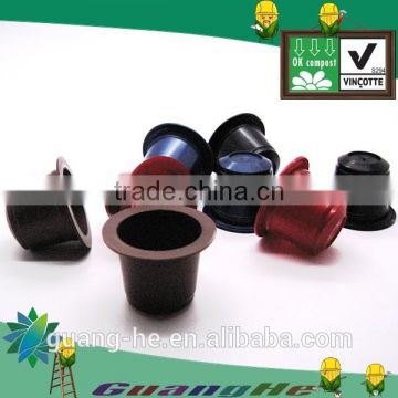 Wholesale PLA empty coffee packaging cups, biodegradable non-toxic nespresso coffee capsule