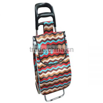 2013 hot selling satin fabric+PVC shopping trolley bag