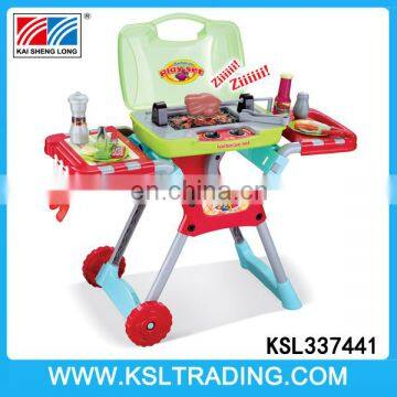 Plastic kitchen kids play toys barbecue set with light and music