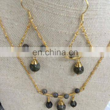 Top sale high quality fashion design gold plated jewelry sets with light stones for female